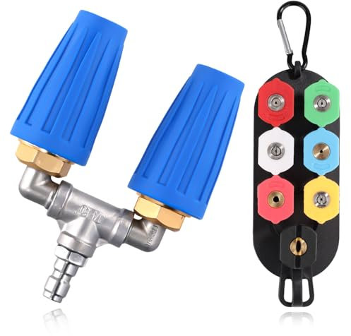 Double Buse Rotative Nettoyeur Haute Pression et 7 NPT 0,64cm Embouts de Buse, Buse Turbo Rotative avec Connecteur Rapide 0,64cm 4000PSI 4-6 GPM pour Béton de Voiture de Jardin