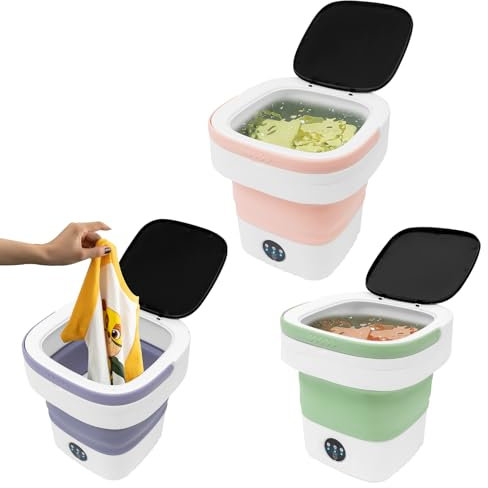 Lavadora portátil de 12 litros, minilavadora plegable con 1 tubo de drenaje y 1 cesta de drenaje, gran capacidad, 3 modos de limpieza, ropa cómoda con ropa interior separada (morado)