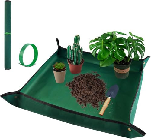 Estera de Trasplante de Plantas, Estera de Jardinería Plegable, Impermeable Estera de Jardinería Alfombrilla Jardín, 75 x 75cm Tapete Trasplante para Mezclar Tierra Trasplantar Suculentas Plántulas
