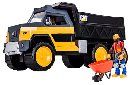 CAT® Workforce | Hauler Action Set – Juego de 19 Piezas con Camión Volquete, Figura Articulada 10 cm, Luces y Sonidos Reales, Herramientas y Accesorios – Juguete Infantil 3+ – Caterpillar