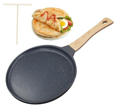Sartén para crepes de 24 cm, con Mango Extraíble y Distribuidor de Masa, Revestimiento Cerámico Antiadherente, Sartén para Pancake, Sarten Tortitas Aluminio,Libre de PFOA,Inducción y TODAS Cocinas