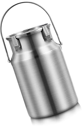 Bidon à Lait En Acier Inoxydable Seau à Lait Et à Vin Avec Couvercle HerméTique Et PoignéE De Transport Pour Le Stockage Et Le Transport Du Lait,5L