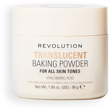 Revolution Loose Baking Powder – Poudre fixatrice de maquillage, fini lumineux, absorbe les brillances et l’excès de sébum, vegan et sans cruauté, 30 g, Translucent