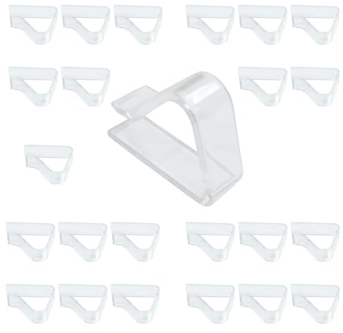BokWin 24 Pack Transparent Clear Tablecloth Clips Plastic Clips - Windproof Transparent Clamps for Securing Tablecloths at Indoor Outdoor Parties, Weddings, Christmas Events & Camping Picnics (Small)