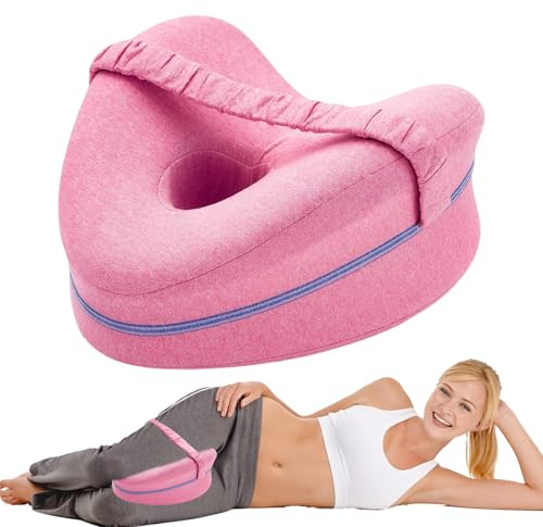 ZORVEXLYNX Knee Pillow for Sleeping on Side, Leg Pillows for Sleeping on Side, Alignment Knee Pillow with Washable Cover and Elastic Band Memory Foam Knee Pad