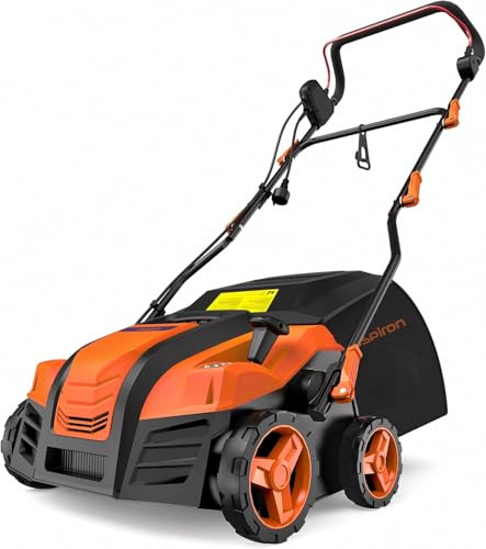 16” Artificial Turf Vacuum, 1800w Grass Sweeper 15 Amp Lawn Sweeper Yard Power Brush with 55L Removable Leaf Collection Bag, Quick-Fold, Keeps Clear Sweepy Box, Orange