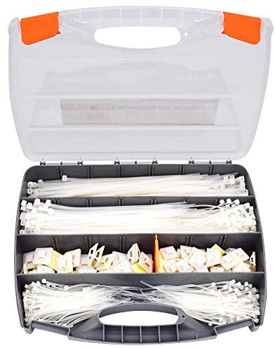 Tifler Kabelbinder und Klebesockel Set im Koffer, 700-Teiliges Sortiment