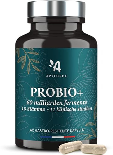 Probiotique Flore Intestinale - 60 Milliards UFC/Jour - 10 Souches Exclusives dont Lactobacillus - 60 Gélules Gastro-résistantes - Fabriqué en France par Apyforme