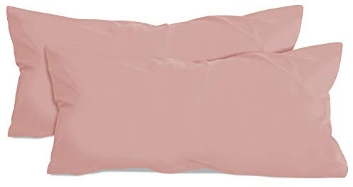 npluseins 2er Pack Baumwoll Kissenbezug - Jersey - viele Farben 1331.1812, ca. 40 x 80 cm, Altrosa