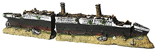fazhongfa Aquarium Titanic Schiffswrack Dekorationen Harz Wreck Schiff Aquarium Dekor Betta Spielzeug Thema Dekoration Ornamente (separat)