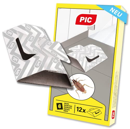PIC Kakerlaken bekämpfen 12x Schabenfalle mit 2X giftfreie Köder - Kakerlaken Gift frei, Kakerlaken Falle, Kakerlaken Fallen, Ungeziefer Insekten Falle, Unterstützt bei der Kakerlaken Bekämpfung
