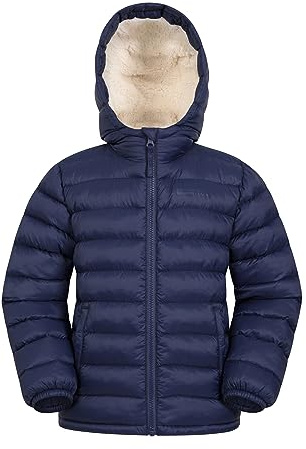 Mountain Warehouse Seasons Kids Padded Hooded Jacket | Water Resistant Childrens Fur-Lined Puffer Coat for Boys & Girls, Lightweight & Insulated for Warmth, for School, Light Rain