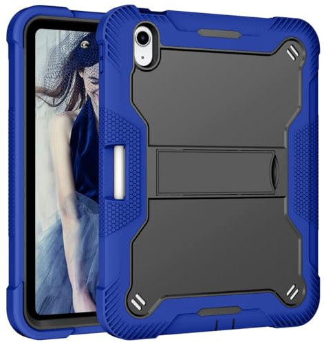 CasurvivePro Custodia per Amazon Fire HD 8 2022 8 pollici con supporto integrato per uso intensivo di grado militare, antiurto, rigida, ibrida (nero+blu)