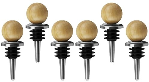 Alipis 6 Pcs Stainless Steel Bottle Stoppers Vacuum Wine Stopper Set Airtight Seal for Sparkling Wine and Bottles Preserving Freshness for Parties and Gatherings