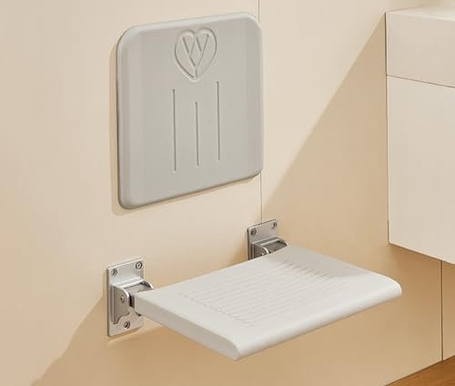 Etelux Siège de douche rabattable mural pliable pour personnes âgées, handicapées (gris, avec dossier)