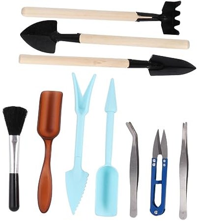 POPETPOP 10pezzi Utensili Da Giardinaggio Per Piante Da Metallo e Resistente e Facile Per Piante e Fioriere Blu