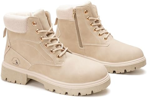 GLAMORA Botines Mujer Invierno con Forro Térmico – Botas Ligeramente Impermeables, Suela Antideslizante, Cremallera Lateral, Comodidad para Diario, Trabajo Urbano y Paseos en Frío