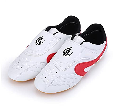 Genérico Zapatos De Taekwondo, Unisex Boxeo Kung Fu Tai Chi Deporte Gimnasia for Niños Adultos(Red,45 EU)