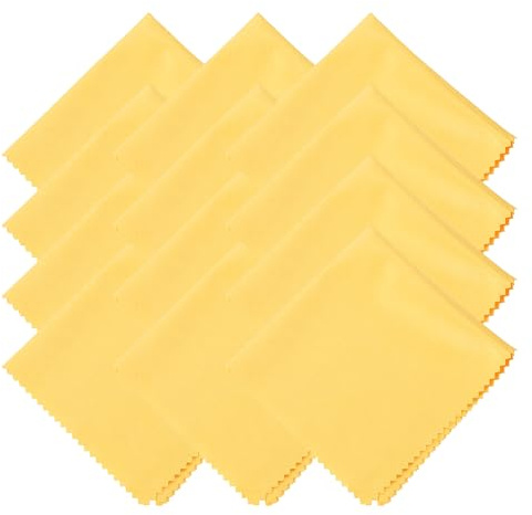 QUARKZMAN 12 Paños De Limpieza De Microfibra para Gafas 8 X 8 Inch Paño para Limpiar Gafas Toallitas Limpiadoras para Lentes De Electrónicos Pantallas Cámaras Teléfonos Celulares Amarillo