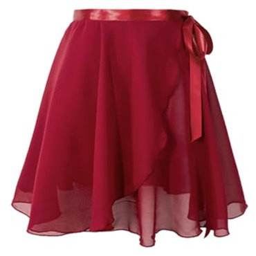 QEXUJOW Robe de danse classique rouge pour femme, jupe portefeuille de ballet avec taille ajustable, costume de danse