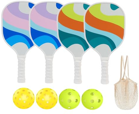 BEALIFE Slitstarkt träpaddelsset med pickleball-racket för racketar för inomhusspel och utomhusspel, bärbara sommarsporter, komfortracketar för nybörjare