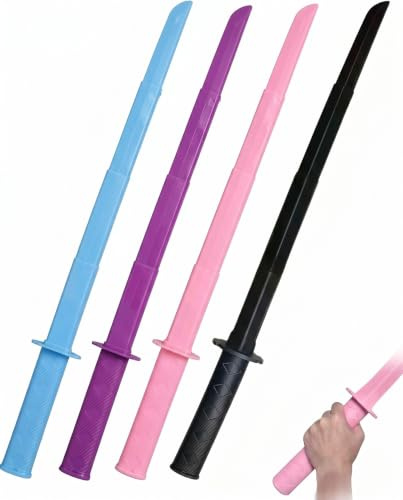 YIPFEN Espada Katana Retráctil 3D Impresa - Set de 4 Props de Plástico (Negro, Azul, Morado, Rosa) para Cosplay, Fans y Alivio del Estrés