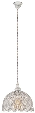 Eglo Lámpara colgante Talbot 2, lámpara suspendida de 1 luz Vintage, estilo oriental y boho, lámpara de techo de acero en blanco antiguo, lámpara para comedor y salón, casquillo E27
