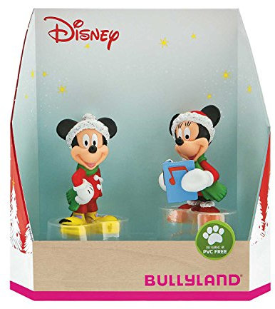 Bullyland 15074 - Spielfiguren Set Walt Dinsey Mickey & Minnie Mouse zu Weihnachten, detailgetreu, als kleines Geschenk für Kinder ab 3 Jahren