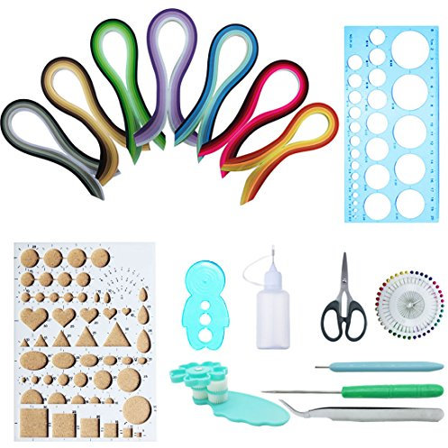 Woohome Quilling Supplies Paper Quilling Kits with 10 Quilling Tools and 34 Colors 700 Strips Quilling Paper for Craft