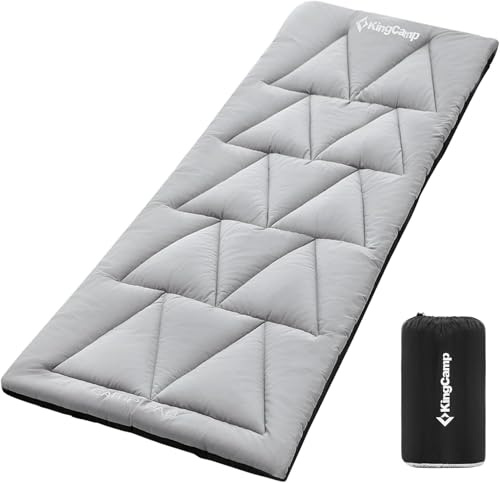 KingCamp Cot Pad for Camping, Comfortable Lightweight Mat, Puffy Soft Warm Non-Slip Cot Mattress Topper for Outdoor, Backpacking, 75* 25, Grey