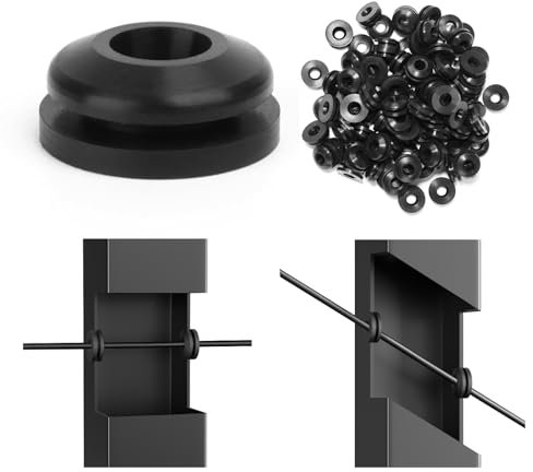 Muzata 100 Pack Black Cable Railing Rubber Grommets for Level & 25 30 35 Degree Angle Stairs 1/8 5/32 3/16 Wire Rope Protector Sleeves Deck Cable Railing Hardware Kit Metal Posts CB28