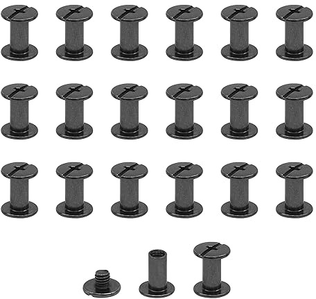 20Pcs Chicago Screw Posts,M5*10mm Rivet Chicago Binding Screws Bright Black | Metal Rivet Replacement Repair for Bags, Collar, Harness, Luggage, Purse, Dog Lead, Backpack, Belt