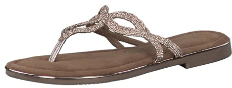 MARCO TOZZI Damen Pantoletten Zehentrenner Glitzer, Metallisch (Rose Metallic), 38 EU