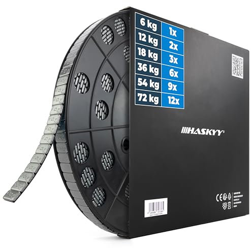 HASKYY Auswuchtgewichte Klebegewichte Stahlgewichte 6KG Rolle 1200x5g Anthrazit Kleberiegel mit Abrisskante für Alufelgen & Stahlfelgen - Kunststoffbeschichtet FE-Klebegewichte