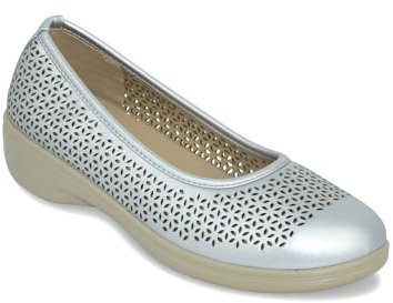 Chums Ladies Wide EE Fit Ballet Pump Cushioned Insock & Flexisole Silver 5