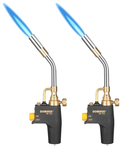 DOMINOX Lot de 2 chalumeaux au propane, haute intensité avec déclencheur à gaz pour réservoir de propane, MAP et MAPP, torche à souder pour allumage, barbecue, éclairage, soudure
