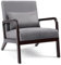 Flysky Sessel Wohnzimmer Loungesessel Moderner Relaxsessel Polstersessel Einzelsofa Armlehnenstuhl mit dunkelbraune Massivholzbeinen, Grau