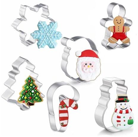 VYNZOR Cortadores para Galletas Navideñas, 6 Piezas de Moldes para Hacer Galletas, Ideal para Decorar Galletas con Niños en Navidad, Regalo para Amantes de la Repostería