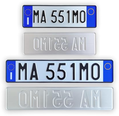 Targhe Personalizzate con Lettere e Numeri in Rilievo - Modello Kit Completo - Incise su Alluminio Catarifrangente, Made in Italy