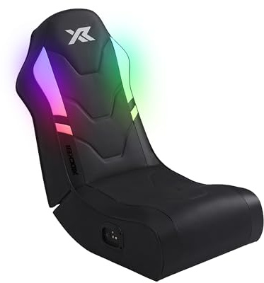 X Rocker Shadow RGB 2.0 Floor Rocker, Audio Console Gaming Chair - Neo Motion™ Sync App Controlled LED Lights, Headrest Speakers, Folding Rocking Base, Wipe-Clean Faux Leather for Kids & Teens - Black