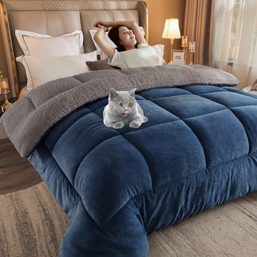 HLTQL Edredones Cama Sherpa Invierno,Colchas Edredones Duvet,Cálido Edredón De Invierno Grueso,Edredón De Lana De Cordero,Súper Grueso Reversible Cálido Manta(05,Pillowcase)