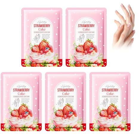 5 Paia Maschera Per Le Mani, Maschera Idratanti Per Mani Esfoliante, Hand Mask, Guanti Idratanti per la Sbiancamento Cura delle Mani, Per Mani Secche, Membrana palma (fucsia)