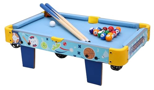 Luocute Mini Tavolo da Biliardo per Bambini, Gioco da Biliardo Portatile da Tavolo 20x12,6 Pollici con 2 Stecche, Palline e Rastrelliera Triangolare, 2 Persone per Divertimento in
