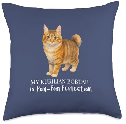 My Kurilian Bobtail Cat is Pom-Pom Perfection Throw Pillow