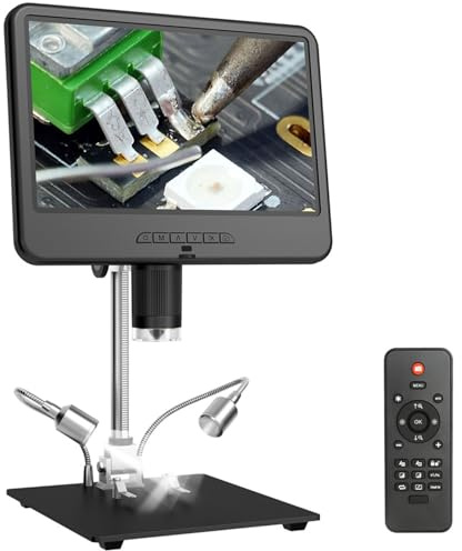 Microscopio Digital 10 Pulgadas, LCD, microscopio para Adultos, cámara USB, luz LED, Aumento 260X, portátil para electrónica y reparación