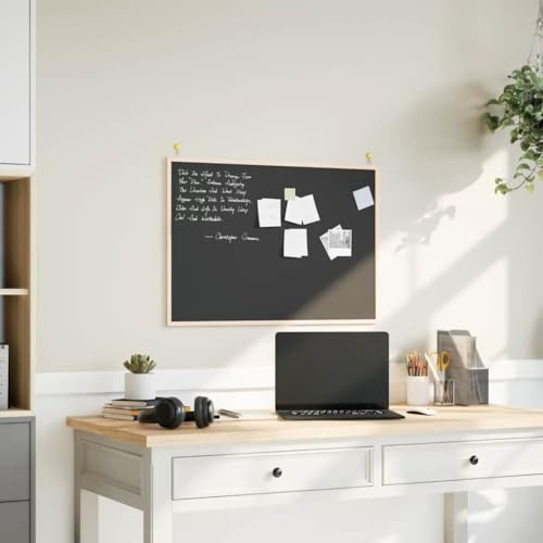 Ziaphsol krittavla med ram av massiv furu svart 80 x 55 cm, planeringstavla för kontor, skola, seminarikonferens, skrivbar och lätt att torka av för ordning och planering