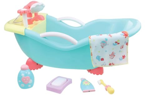 JC TOYS - per Mantiene il tempo di gioco! | Baby Doll Real Working Bath Set | Adatto a bambole fino a 16 pollici | Doccia e rubinetto funzionano davvero | Accessori da gioco | Età 2+, rosa