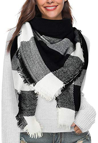 heekpek Bufandas Mujer Invierno Grib Grande Chal Cálido Moda Bufandas Largas de Invierno (Negro)
