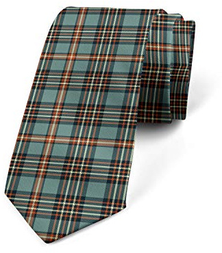 Ambesonne Necktie, Traditional Scottish Plaid, 3.7, Redwood Blue