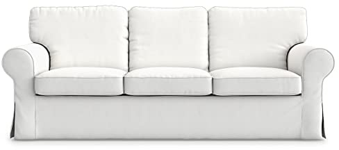 MASTERS OF COVERS Sofabezug für IKEA Ektorp 3-Sitzer aus Baumwolle, Weiß, Sofaüberzug 218 × 88 × 88 cm
